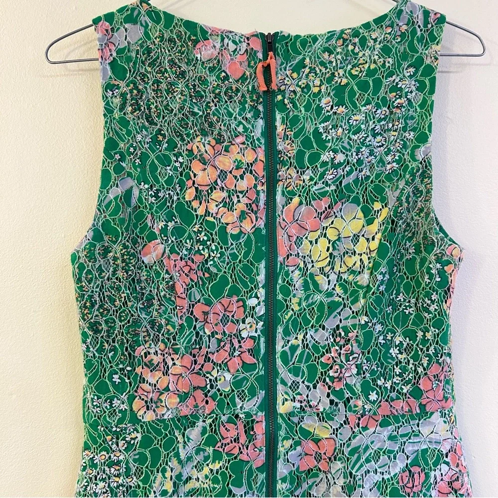Anthropologie Maeve Dress Verbena Lace Floral Green Sequin Spring Size 2 - Picture 8 of 11